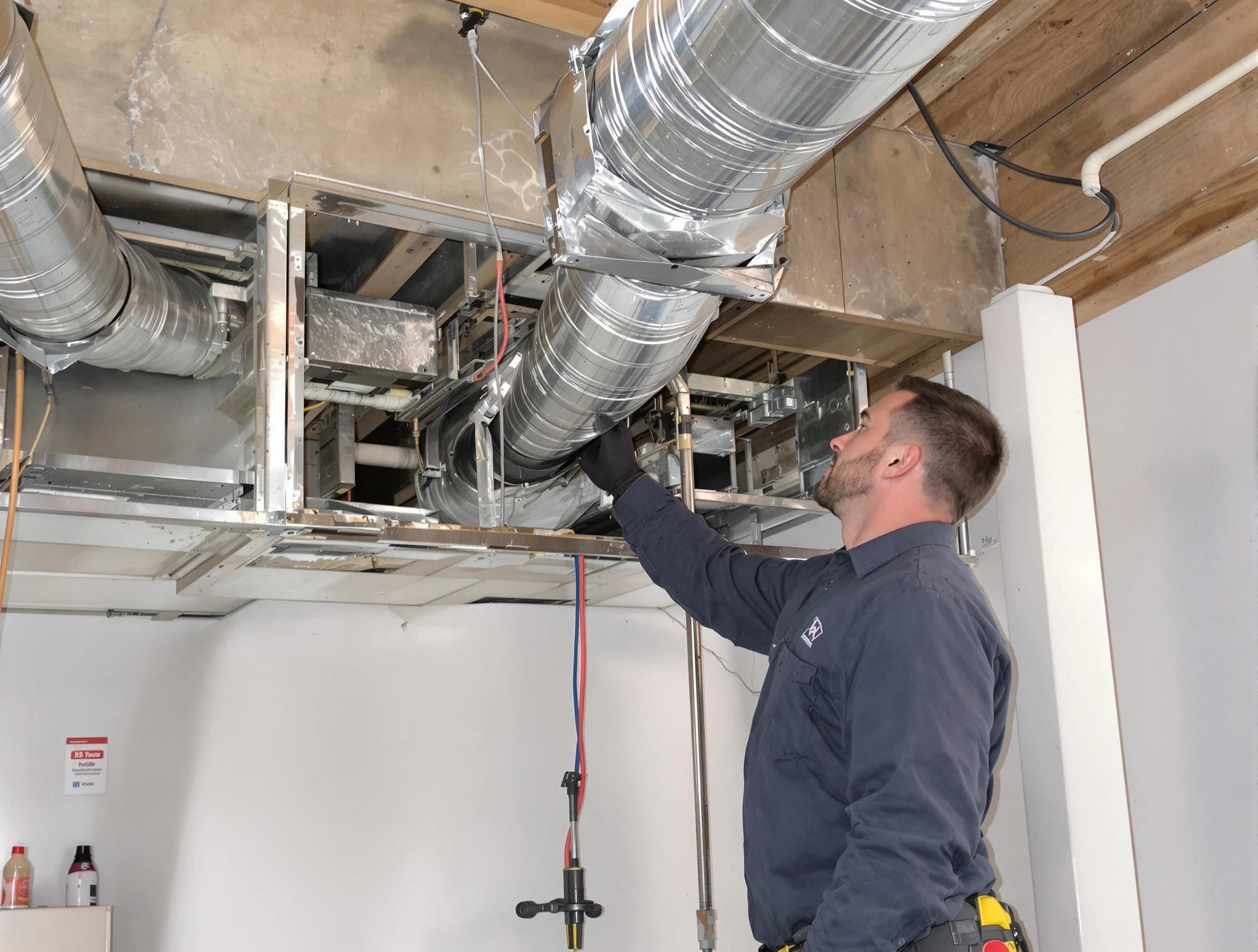 Murrieta Air Duct Cleaning technician performing professional air duct repair using specialized tools in Murrieta