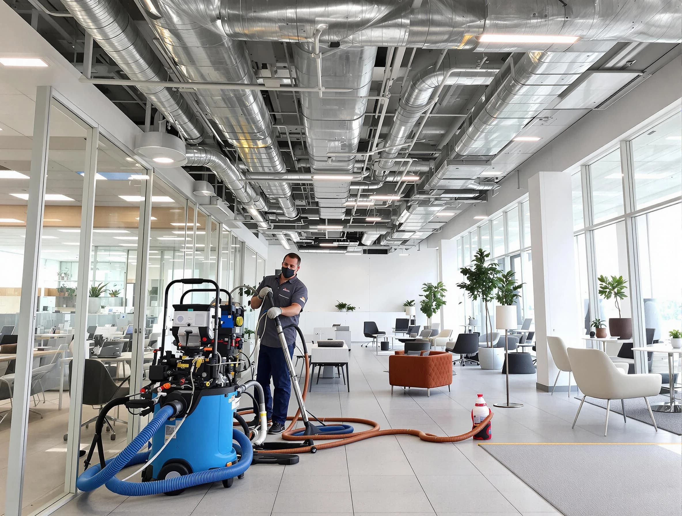 Murrieta Air Duct Cleaning team conducting comprehensive commercial duct cleaning at a business location in Murrieta