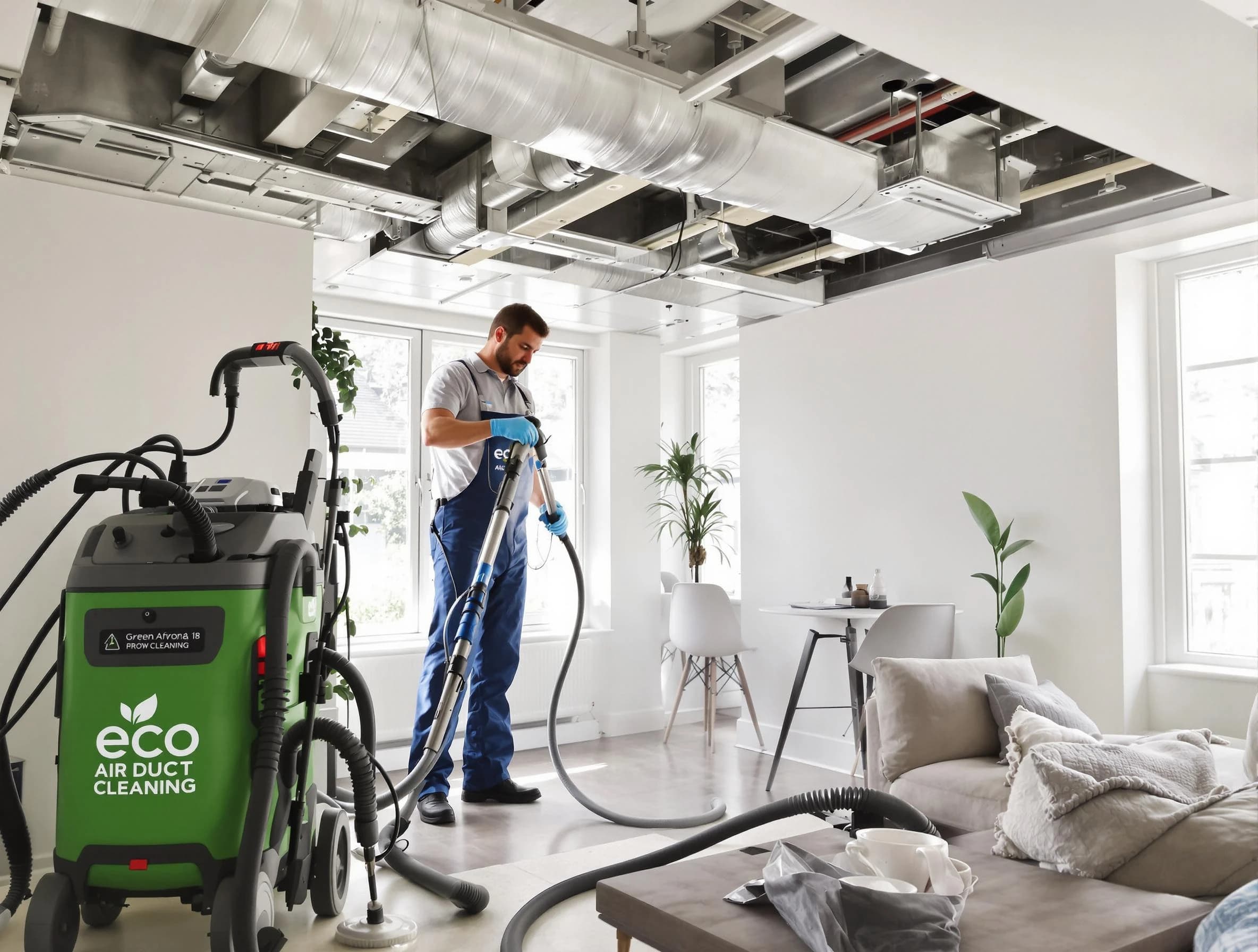 Murrieta Air Duct Cleaning technician performing eco-friendly duct cleaning using sustainable methods in Murrieta