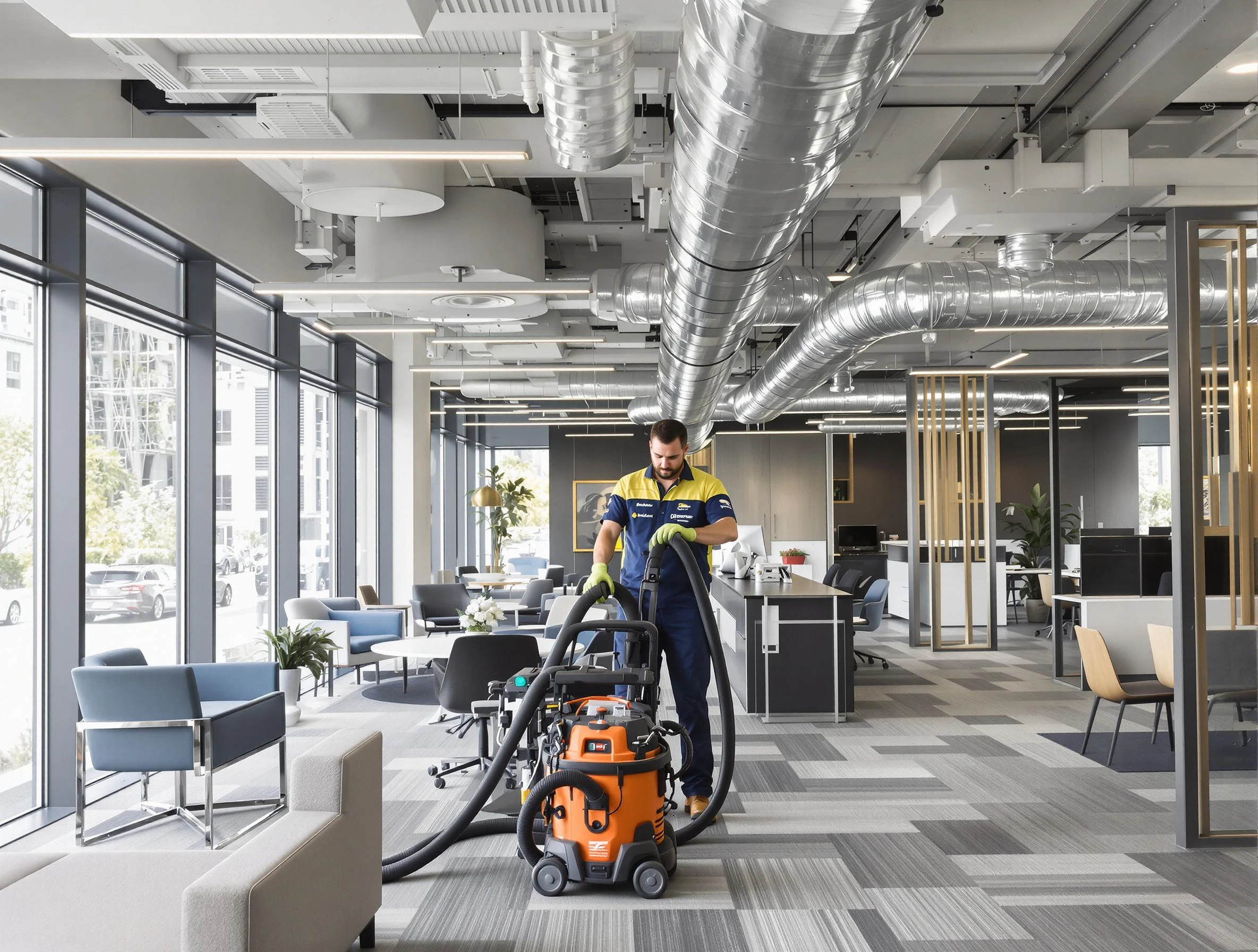 Murrieta Air Duct Cleaning team performing thorough commercial duct cleaning at a Murrieta business center